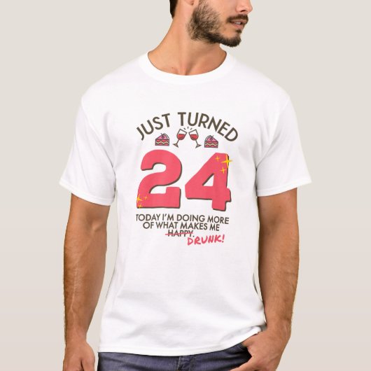 Just Turned 24 Wine Drinking 24Th Birthday Drunk G Tシャツ (正面)