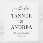 Just Us EDITABLE COLOR日付ラベルを保存するボトル ワインラベル (シングルラベル)