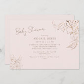 Just us Girls赤面&金ゴールドフローラベビーシャワー 招待状 (正面/裏面)