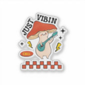 Just Vibin Chill Mushroom Graphic シール (正面)