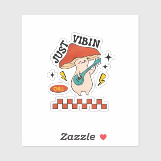 Just Vibin Chill Mushroom Graphic シール (シート)