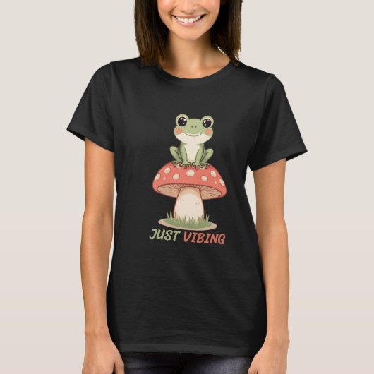 Just Vibing Frog Mushroom T-Shirt Tシャツ (正面)