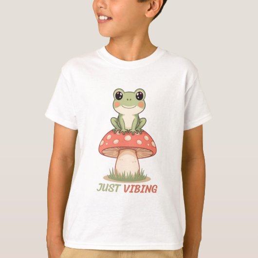 Just Vibing Frog Mushroom T-Shirt Tシャツ (正面)