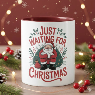 Just Waiting for Christmas Santa 11 oz Coffee Mug マグカップ