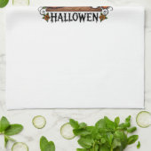 Just Waiting For Halloween Black Cat Lady Ice Coff キッチンタオル (折り畳み)