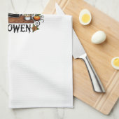 Just Waiting For Halloween Black Cat Lady Ice Coff キッチンタオル (四つ折り)