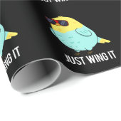 Just Wing It おもしろい Bird Pun Dark BG ラッピングペーパー (ロールコーナー)
