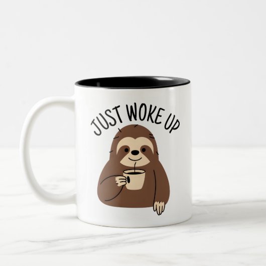 Just Woke Up Sloth Morning ツートーンマグカップ (左)
