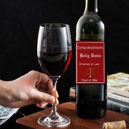 Justice はかりで測 Redの卒業金ゴールド ワインラベル