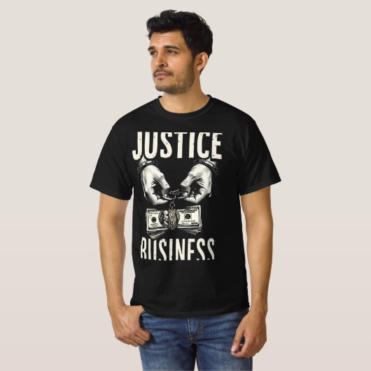 Justice for Sale – Bold Social Commentary Tee Tシャツ (正面フル)