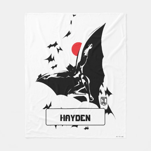 Justice League | Batman in Cloud of Bats Pop Art フリースブランケット (正面)