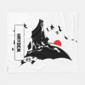 Justice League | Batman in Cloud of Bats Pop Art フリースブランケット (正面(横))