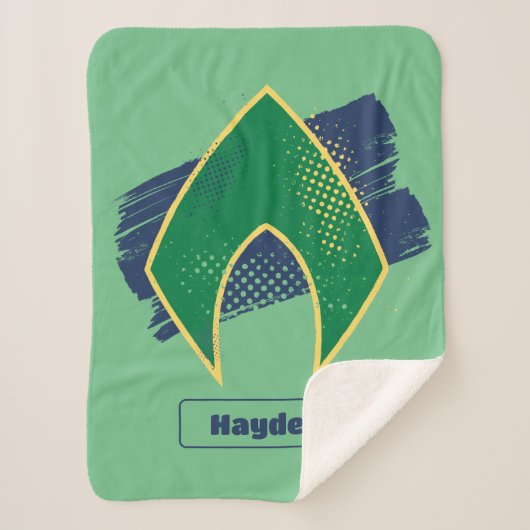 Justice League | Brush & Halftone Aquaman Symbol シェルパブランケット (正面)