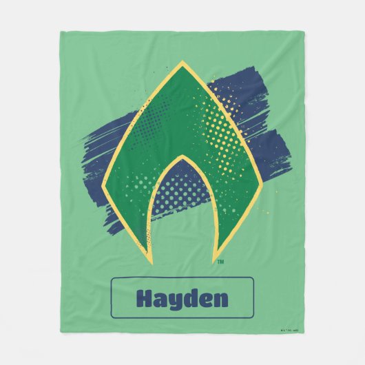 Justice League | Brush & Halftone Aquaman Symbol フリースブランケット (正面)