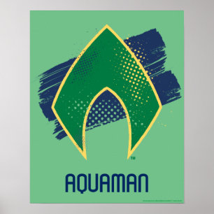 Justice League Brush & Halftone Aquaman Symbol ポスター
