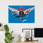 Justice League Flying Air Badge and Heroes ポスター (ホームオフィス)