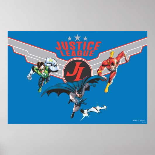 Justice League Flying Air Badge and Heroes ポスター (正面)