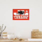 Justice League Logo and Character Silhouettes ポスター (キッチン)
