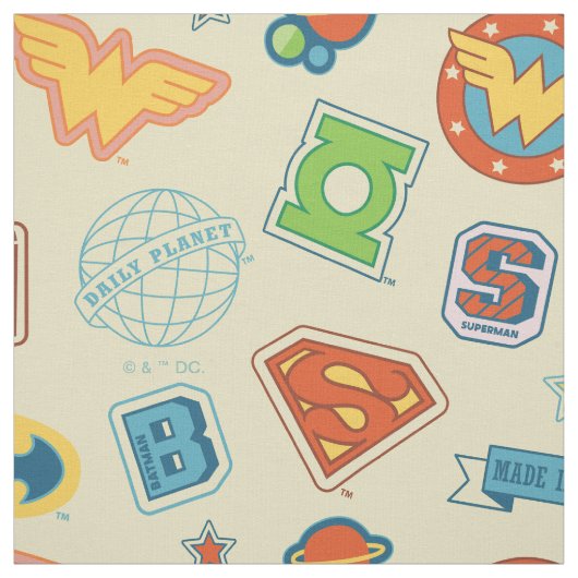 Justice League Super Hero Badge Pattern ファブリック (見本)