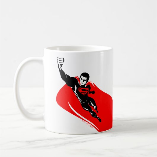 Justice League | Superman Flying Noir Pop Art コーヒーマグカップ (左)