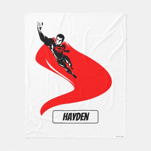 Justice League | Superman Flying Noir Pop Art フリースブランケット (正面)