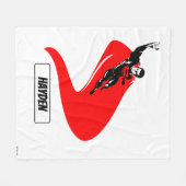 Justice League | Superman Flying Noir Pop Art フリースブランケット (正面(横))