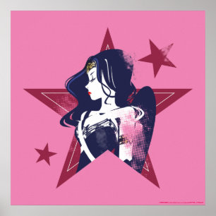 Justice League Wonder Woman & Stars Pop Art ポスター