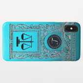 JUSTICE LEGAL OFFICE、弁護士モノグラム ブルー Case-Mate iPhoneケース (裏面(横))