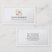 Justice Logo Elegant White弁護士の金ゴールドの女性ボーダー 名刺 (正面/裏面)