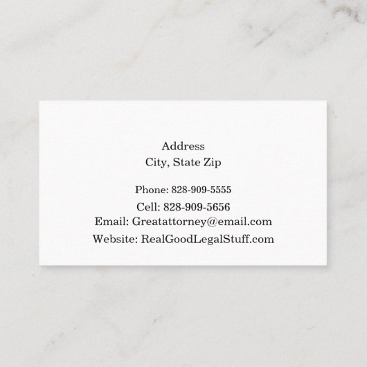 Justice Scales on Books -- Attorney 名刺 (裏面)