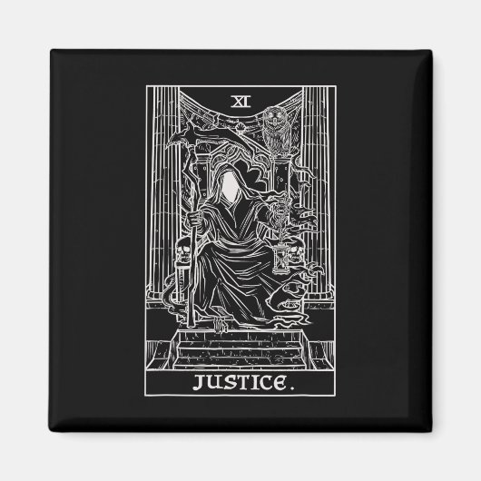 Justice Tarot Card Grim Reaper Halloween Goth Horr マグネット (正面)
