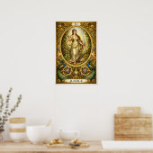 Justice Tarot Card XI – Pre-Raphaelite Gold ポスター (キッチン)