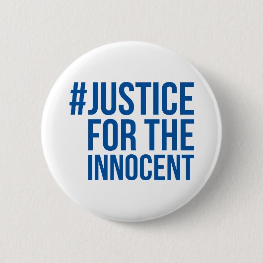 #JusticeForTheInnocent白くか青ボタン 缶バッジ (正面)
