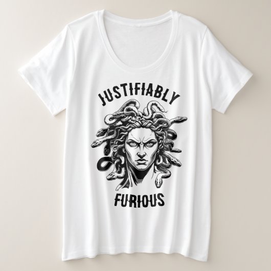 Justifiably Furious feat. メデューサ プラスサイズTシャツ (デザイン正面)