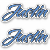 Justin Name blue Aufkleber Sticker Stickerset シール (正面)