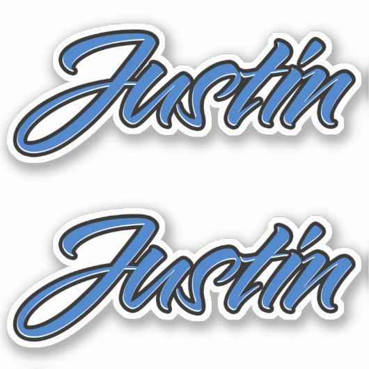 Justin Name blue Aufkleber Sticker Stickerset シール (正面)