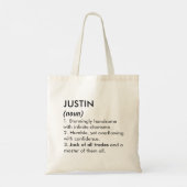 Justin name, Editable name, Custom name トートバッグ (裏面)