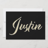 Justin Name white gold Handwriting Karte カード (正面)