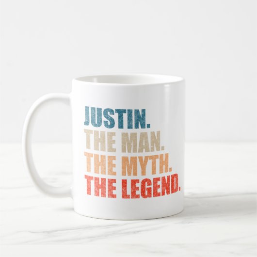 Justin The Man The Myth The Legend コーヒーマグカップ (左)