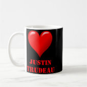 Justin Trudeau Cute Red Heart Love Red White Cool コーヒーマグカップ (左)