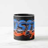 Justin Vorname Name Graffiti blue orange Tasse マグカップ (中央)