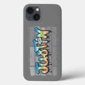 Justin Your Name graffiti Logo Brick Wall Paint Case-Mate iPhoneケース (裏面)