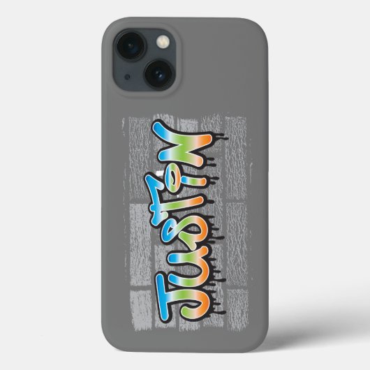 Justin Your Name graffiti Logo Brick Wall Paint Case-Mate iPhoneケース (裏面)