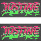 Justine Vorname Name Graffiti Aufkleber Sticker シール (正面)