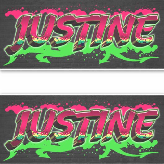 Justine Vorname Name Graffiti Aufkleber Sticker シール (正面)