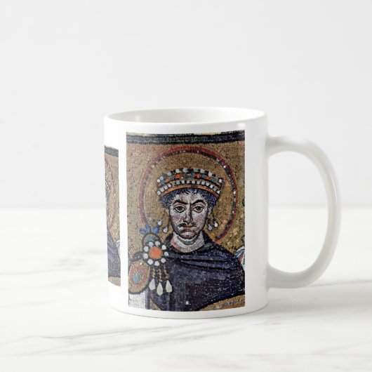 Justinian IのサンVitale (ラベンナ)の聖歌隊のモザイクA コーヒーマグカップ (右)