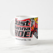 JustWannaRideのクラシックなロゴのマグ コーヒーマグカップ (正面左)