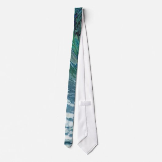Juul著イカットの泡立つ海洋波の波のタイ ネクタイ (裏面)