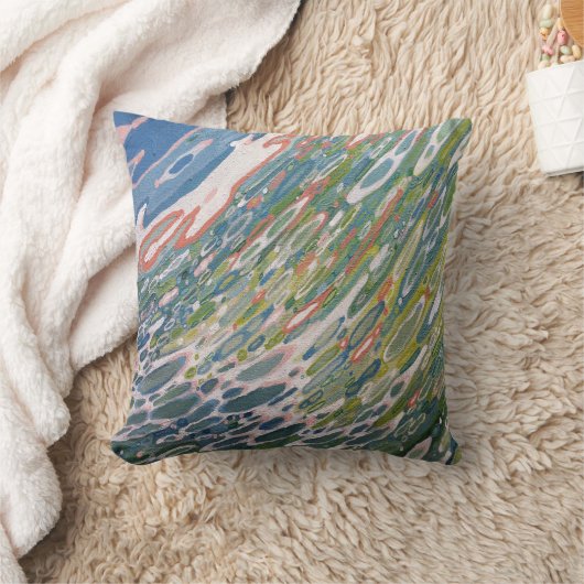 Juul著マイアミの枕のピンクおよび珊瑚の波 クッション (ブランケット)