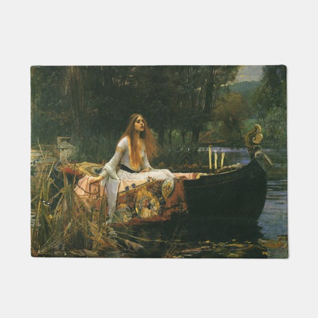JWのウォーターハウスによるボートのShalottの女性 ドアマット (正面)
